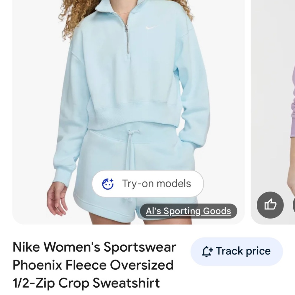 ISO Nike “Glacier Blue” pullover Crop Sweatshirt